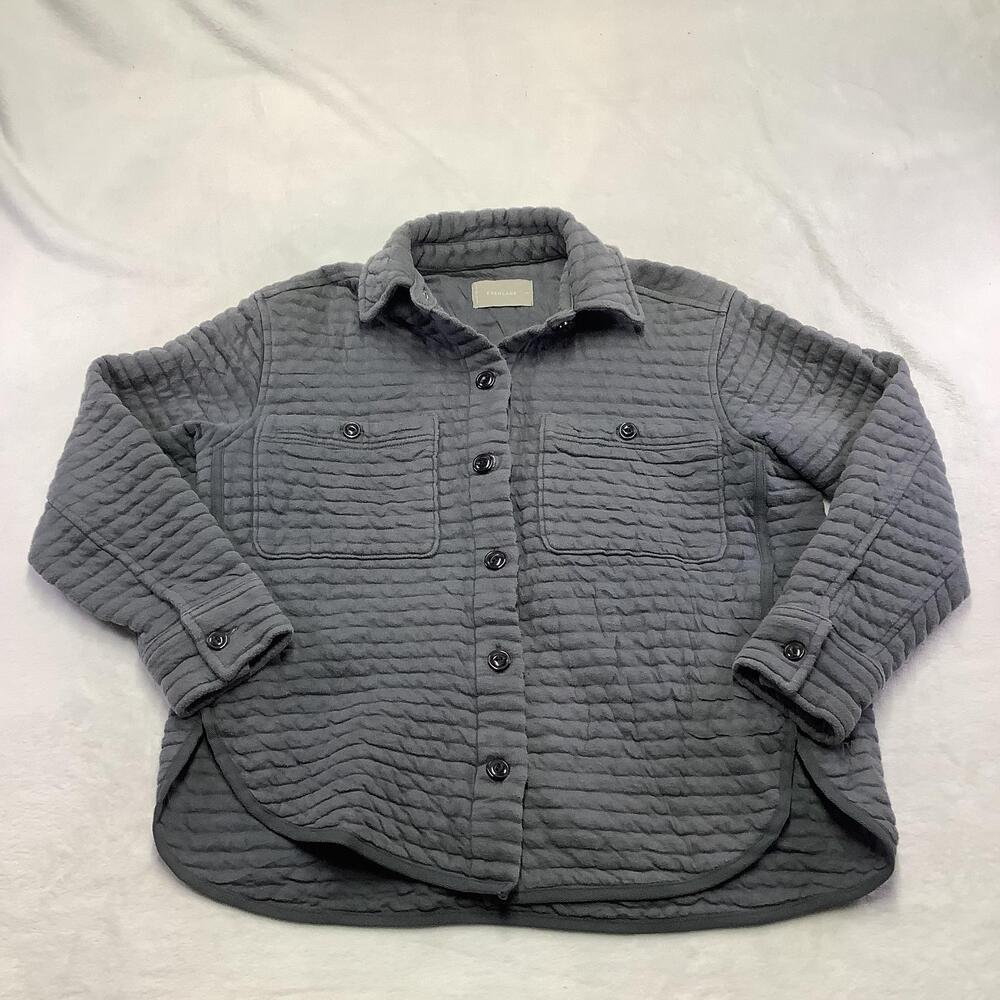Everlane Jacket Womens XS Gray Quilted Shacket Cotton Button Front Cozy